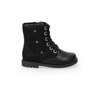 Rachel Shoes Delia Sz 9 M (T) Toddlers Patent Leather Studded Flower Boots Black